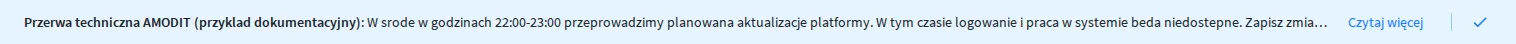 Belka komunikatu nad głównym paskiem aplikacji