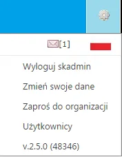 menu główne administrator organizacji zewnętrznej