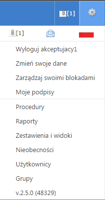 menu główne zwykły użytkownik