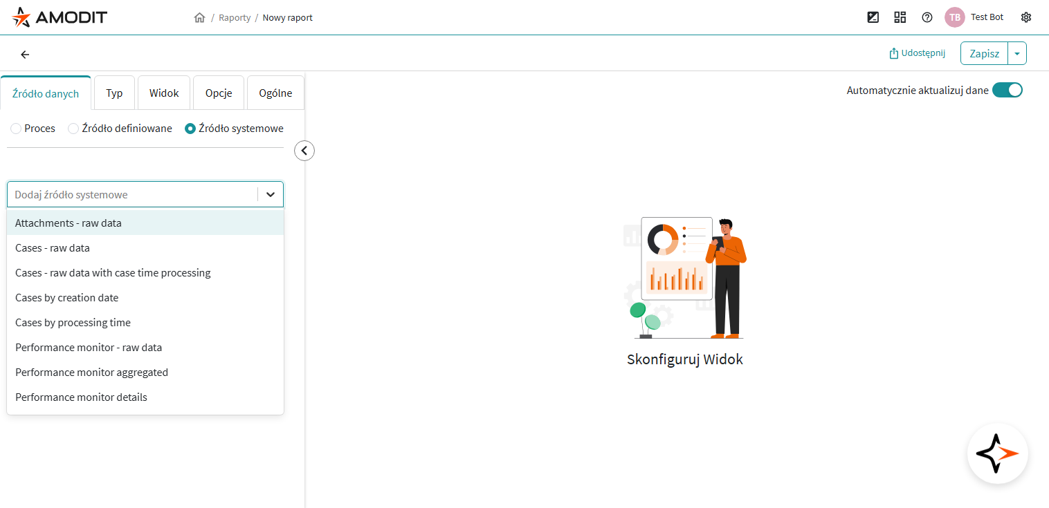 Lista dostępnych źródeł systemowych